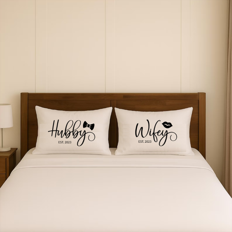 Hubby and Wifey Pillow Case Set