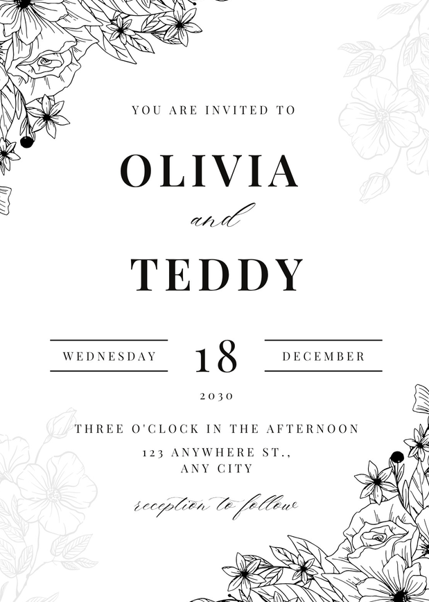 Black and White Wedding Invitations