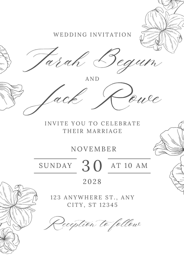 Black and White Wedding Invitations