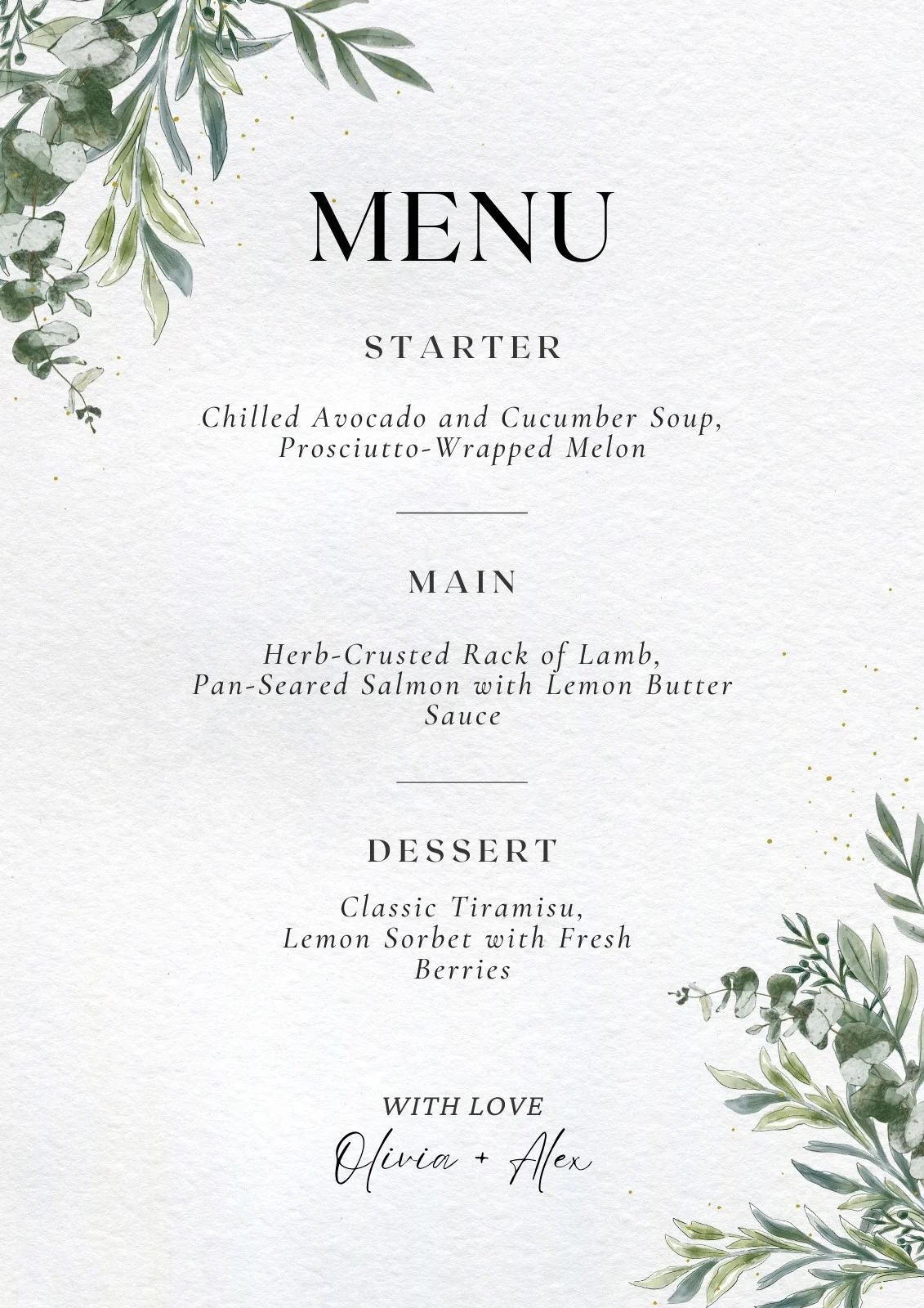 Wedding Menu