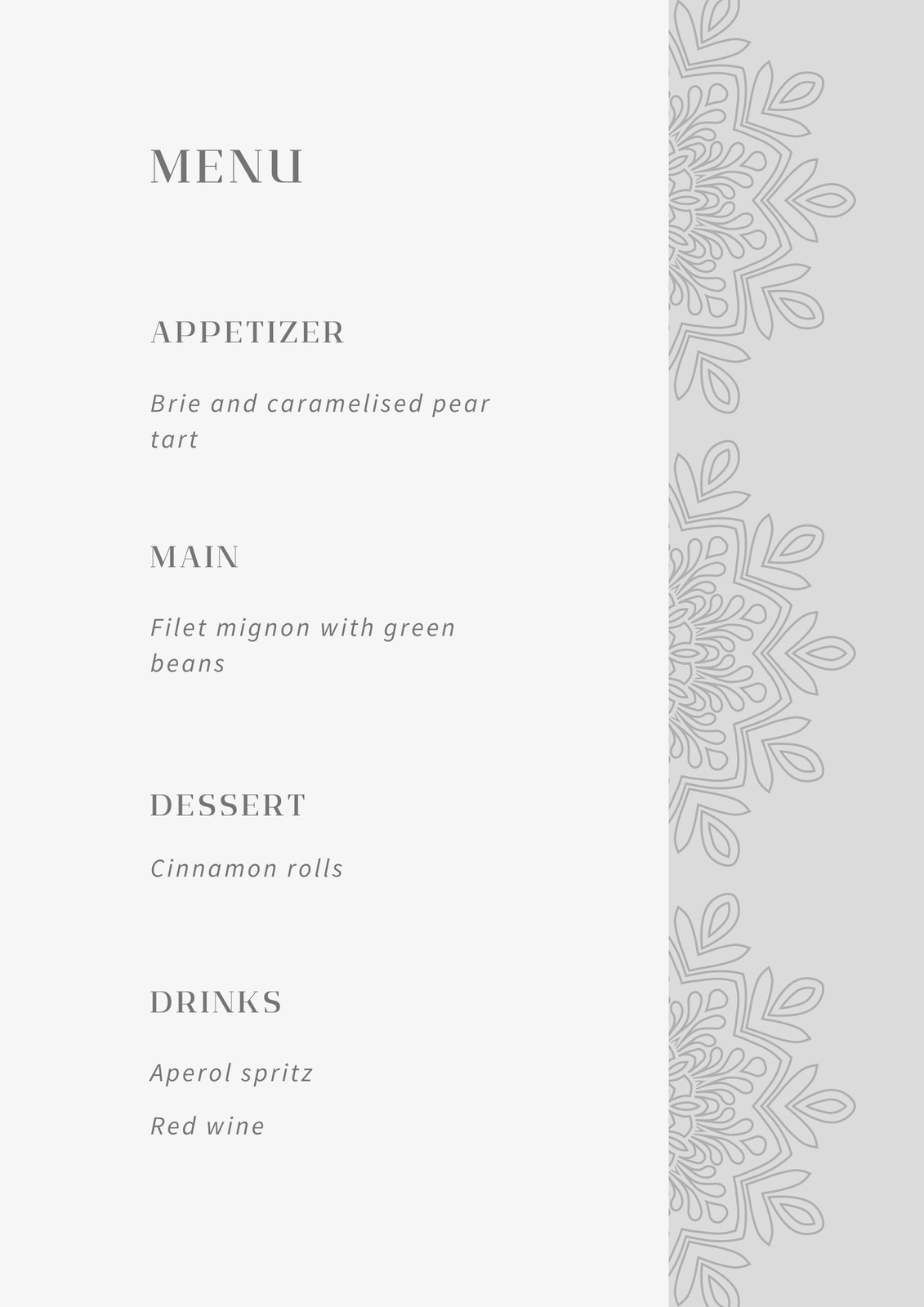 Wedding Menu