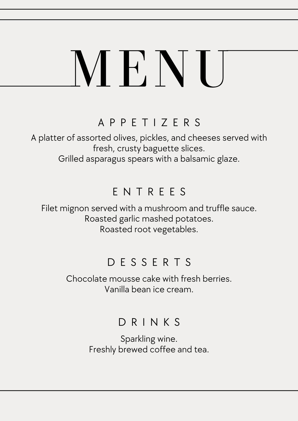 Wedding Menu