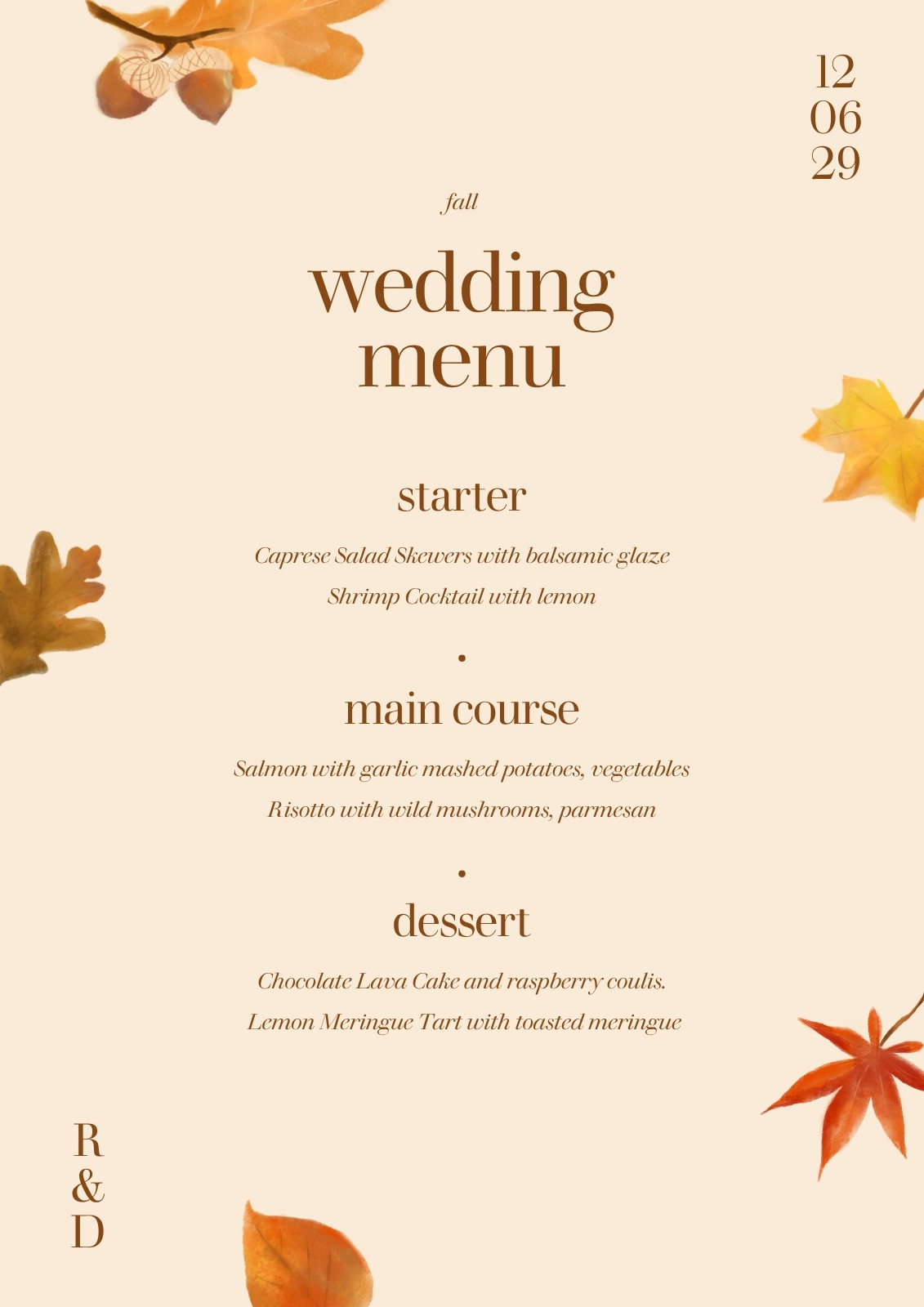 Wedding Menu