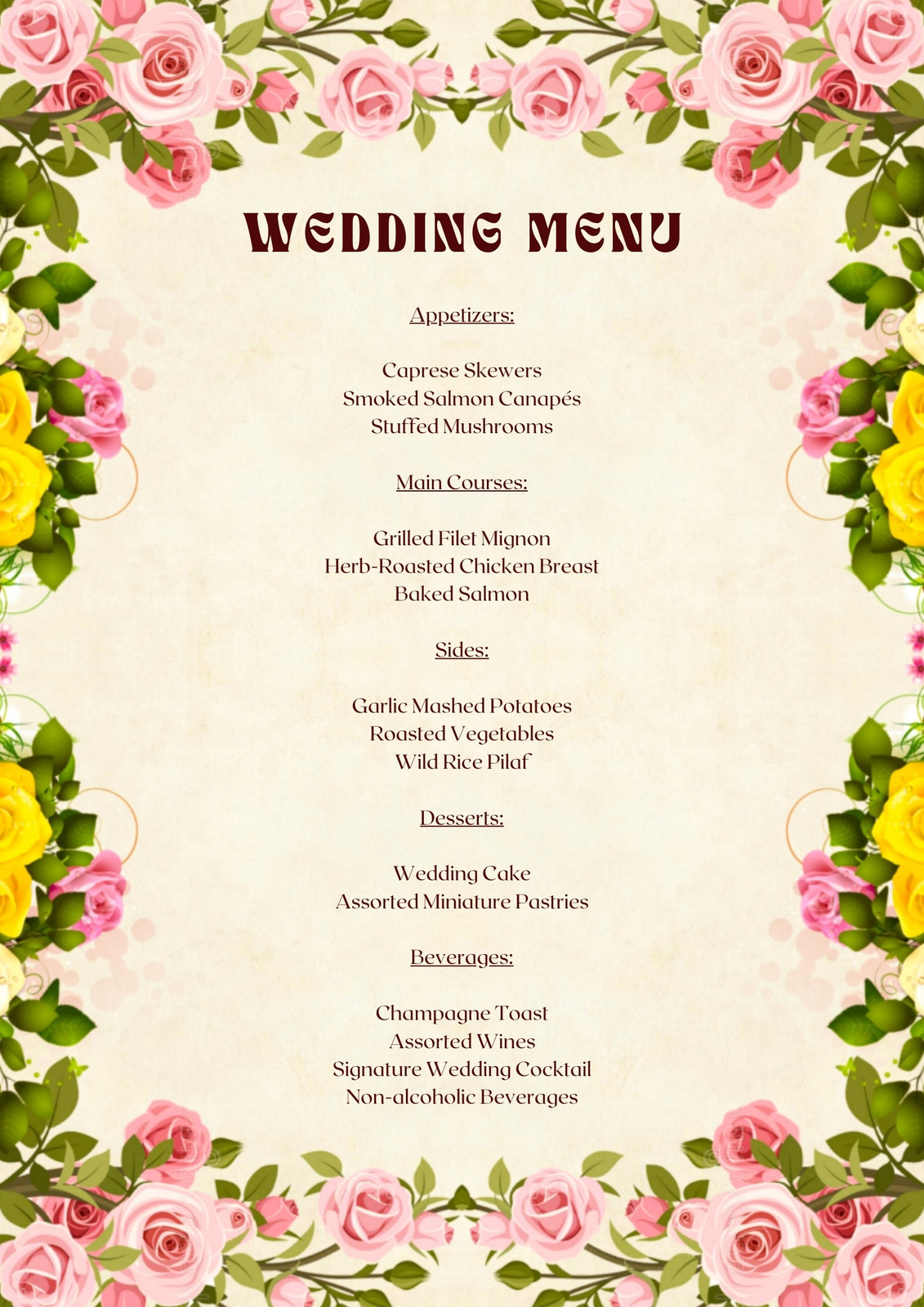 Wedding Menu