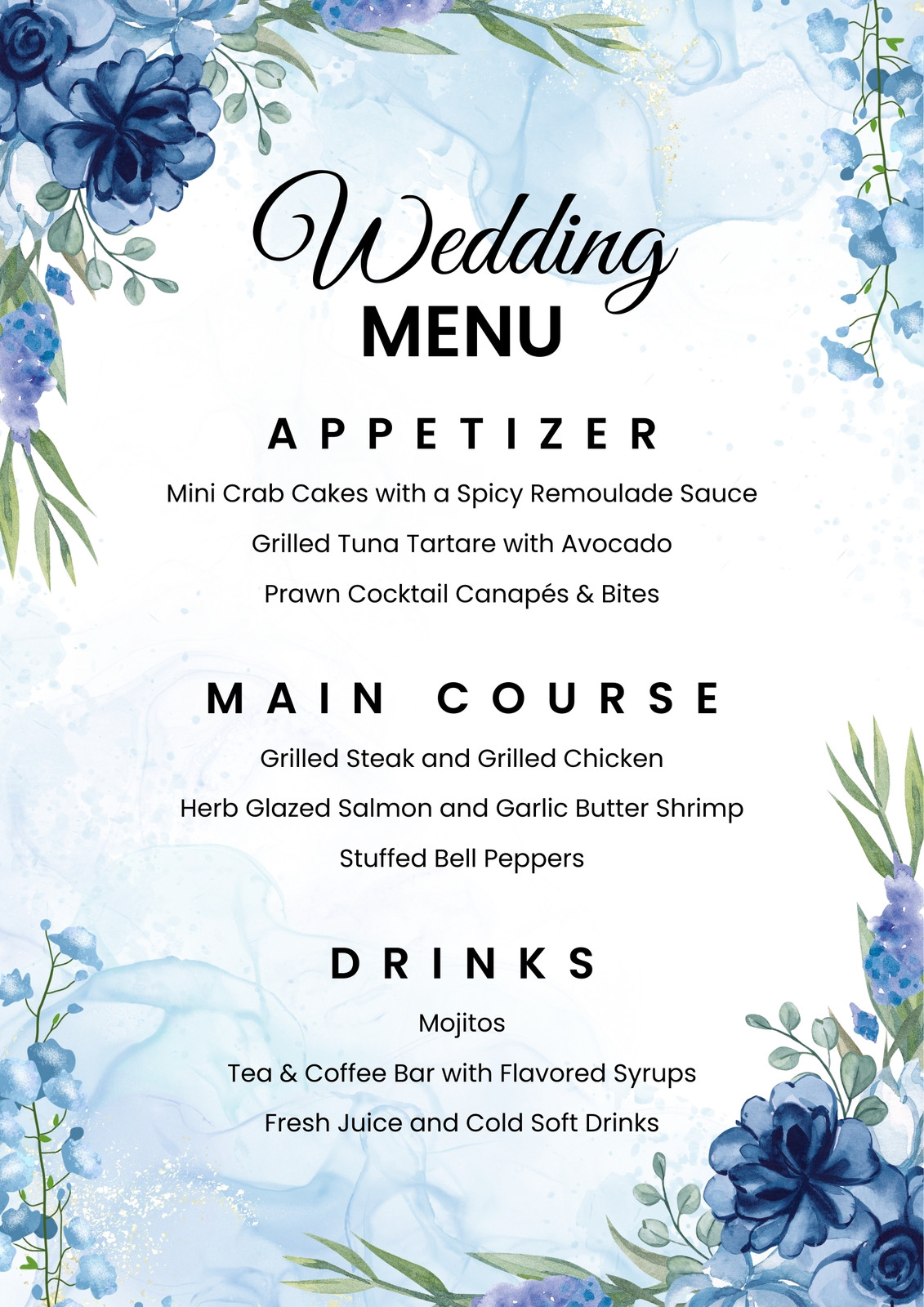 Wedding Menu