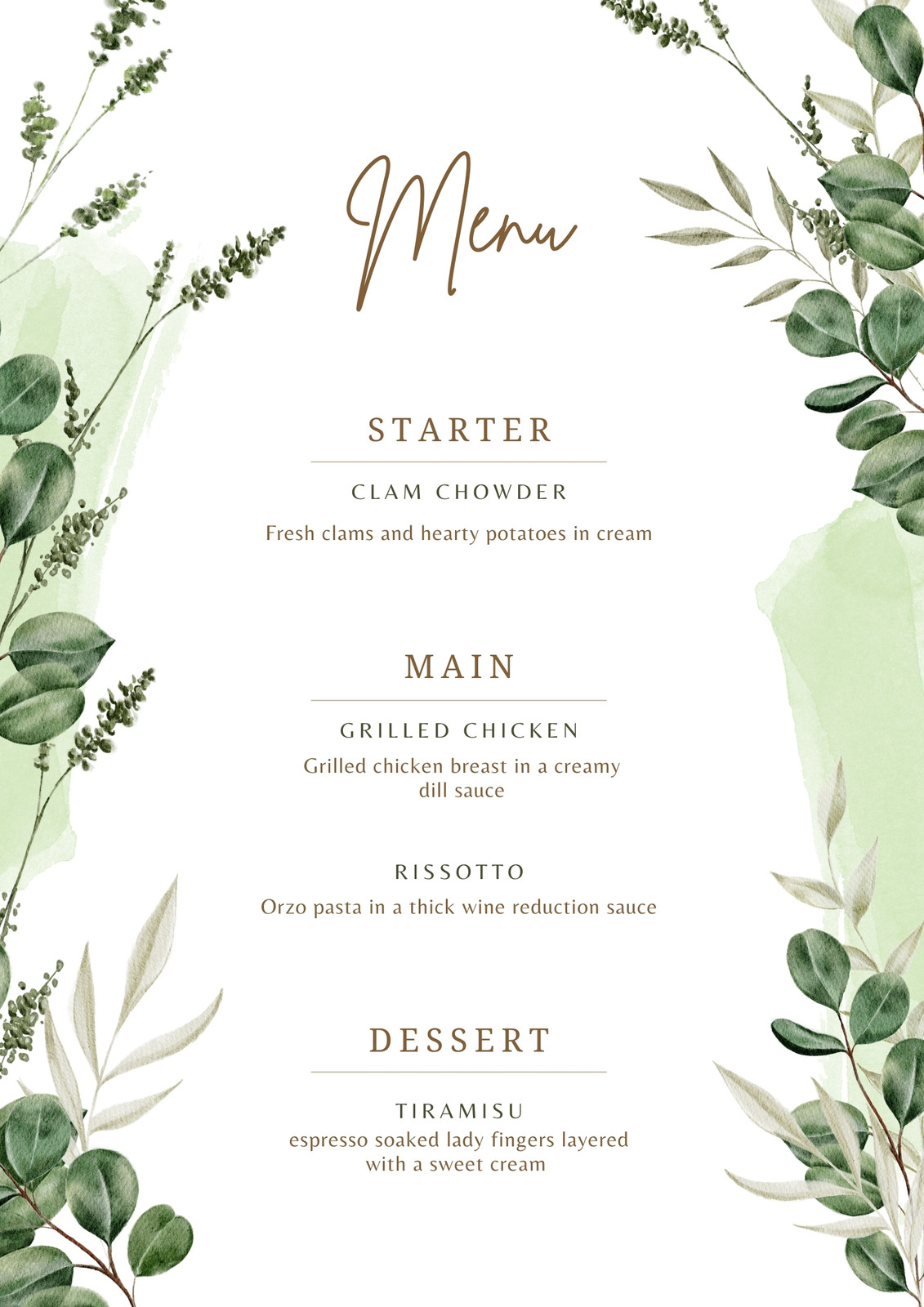 Wedding Menu