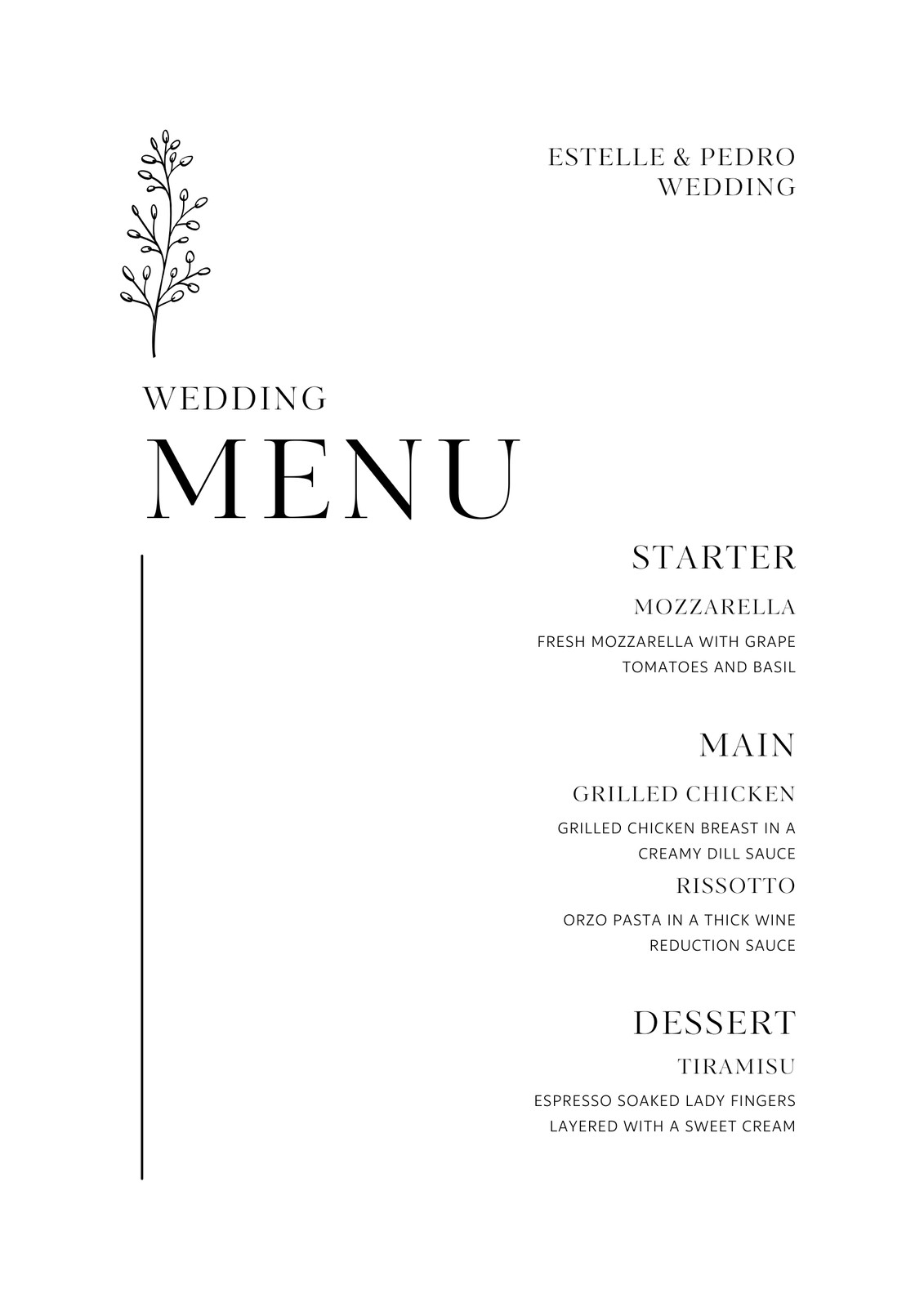 Wedding Menu