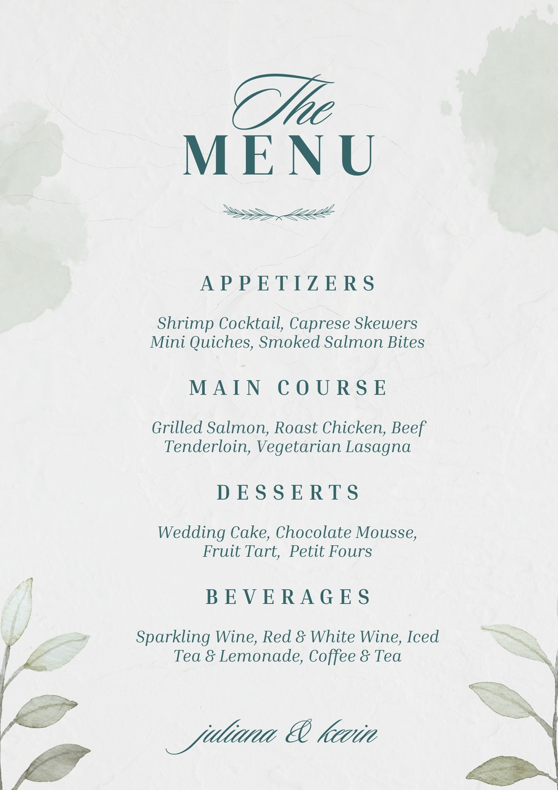 Wedding Menu