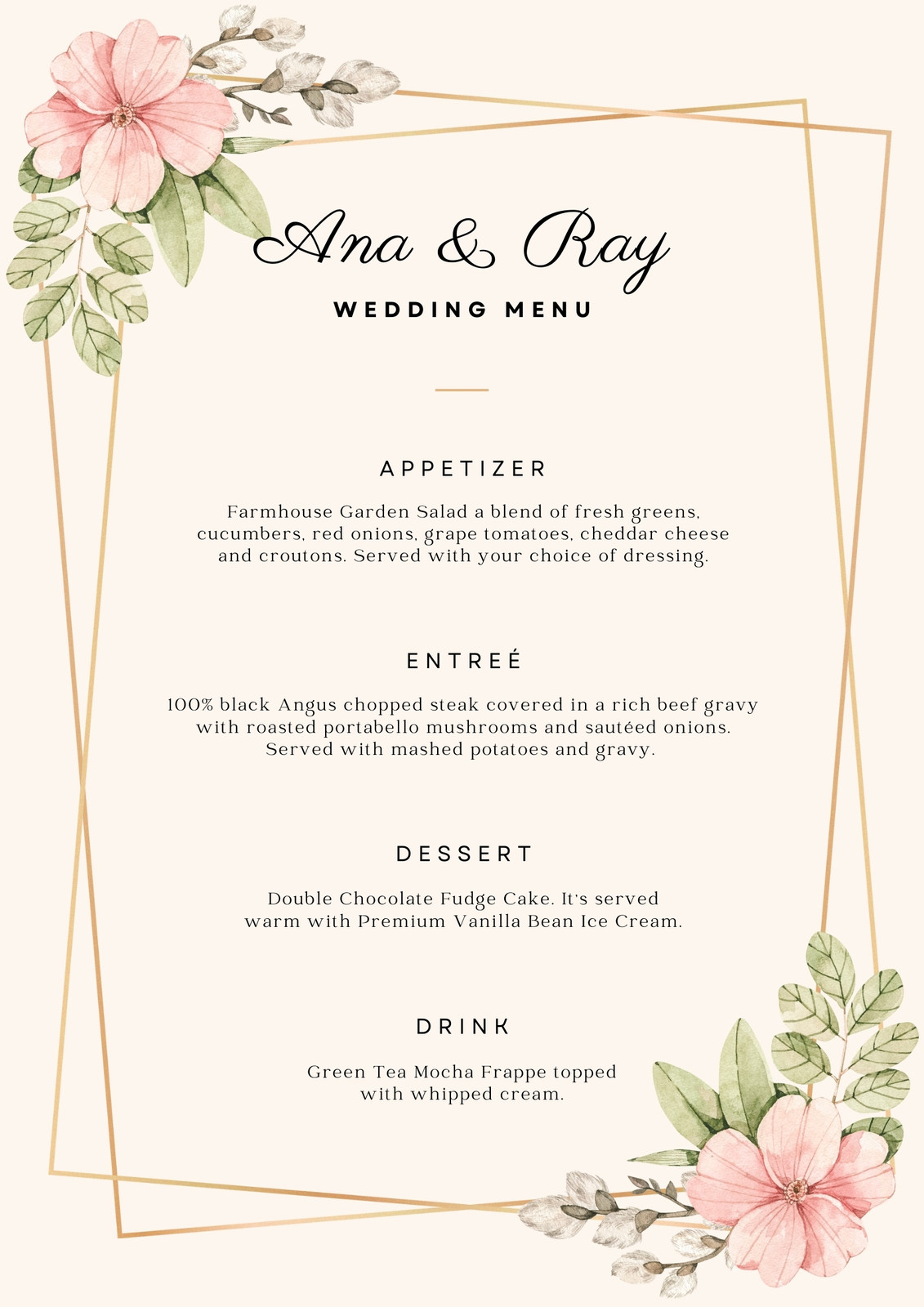 Wedding Menu