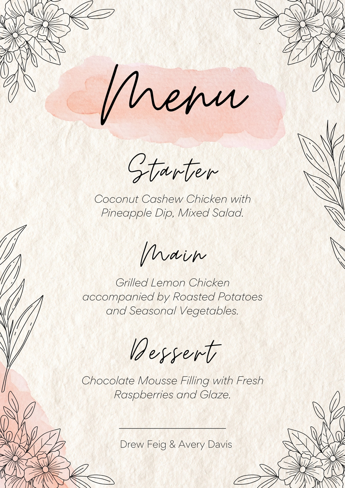 Wedding Menu
