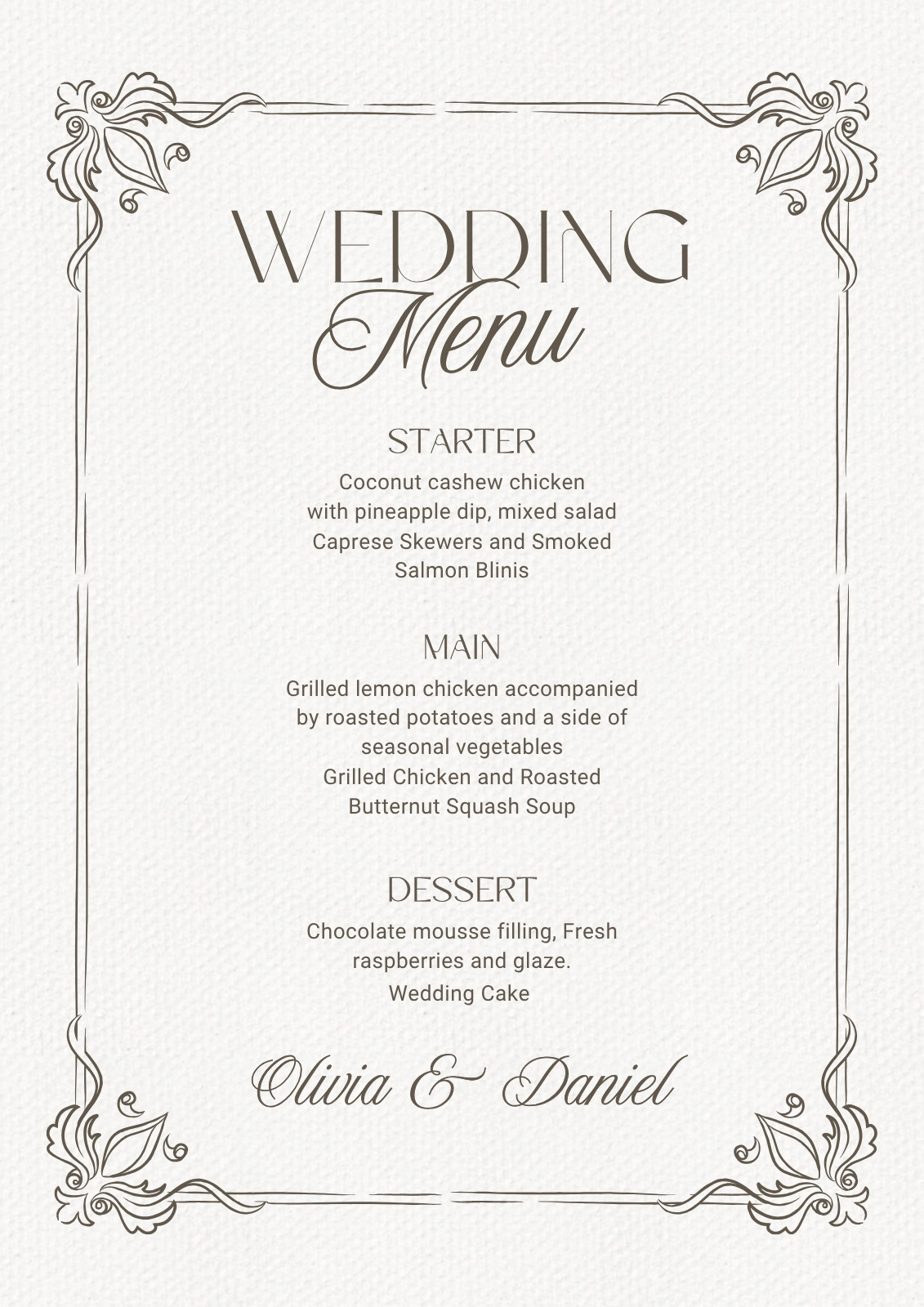Wedding Menu