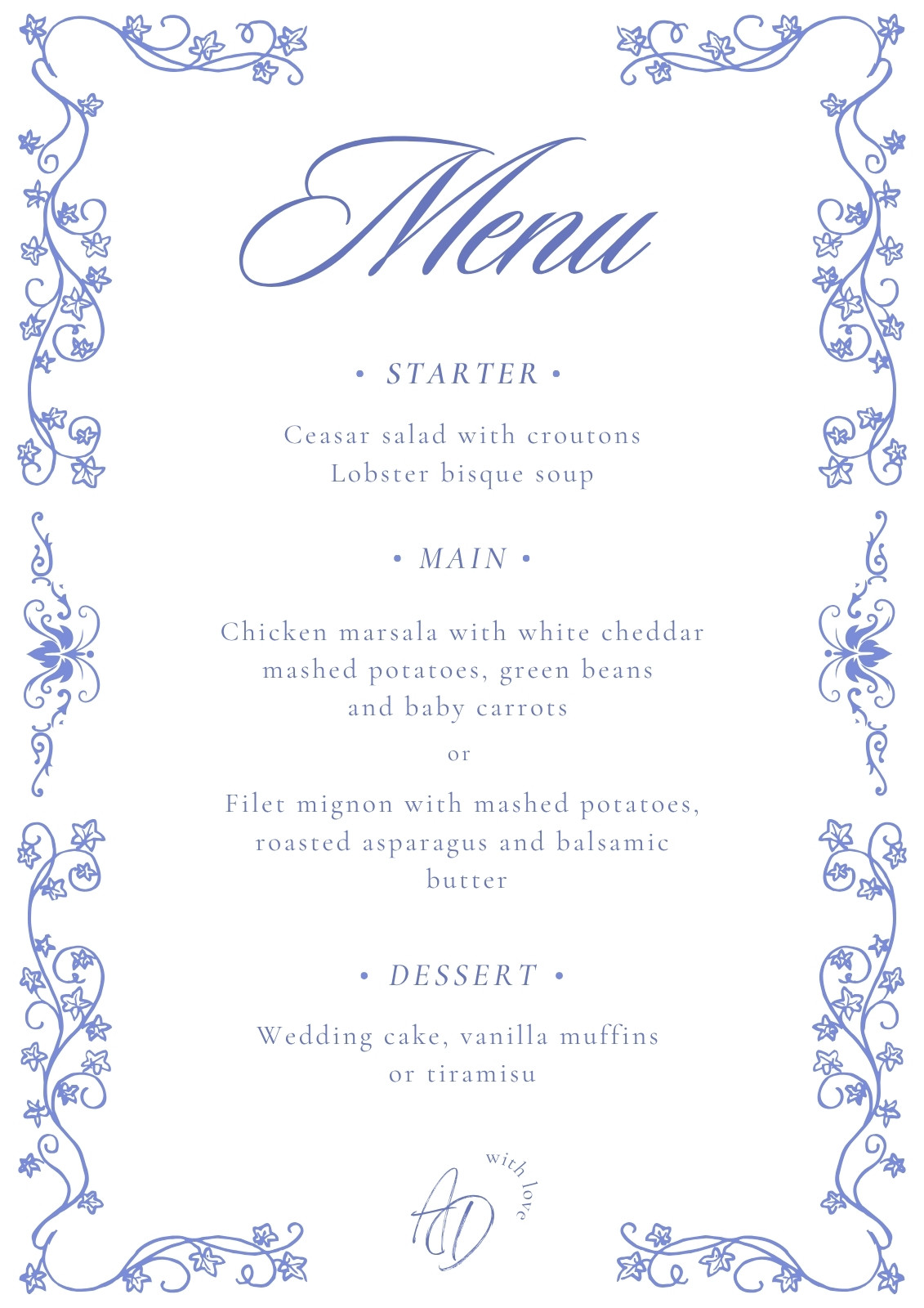 Wedding Menu