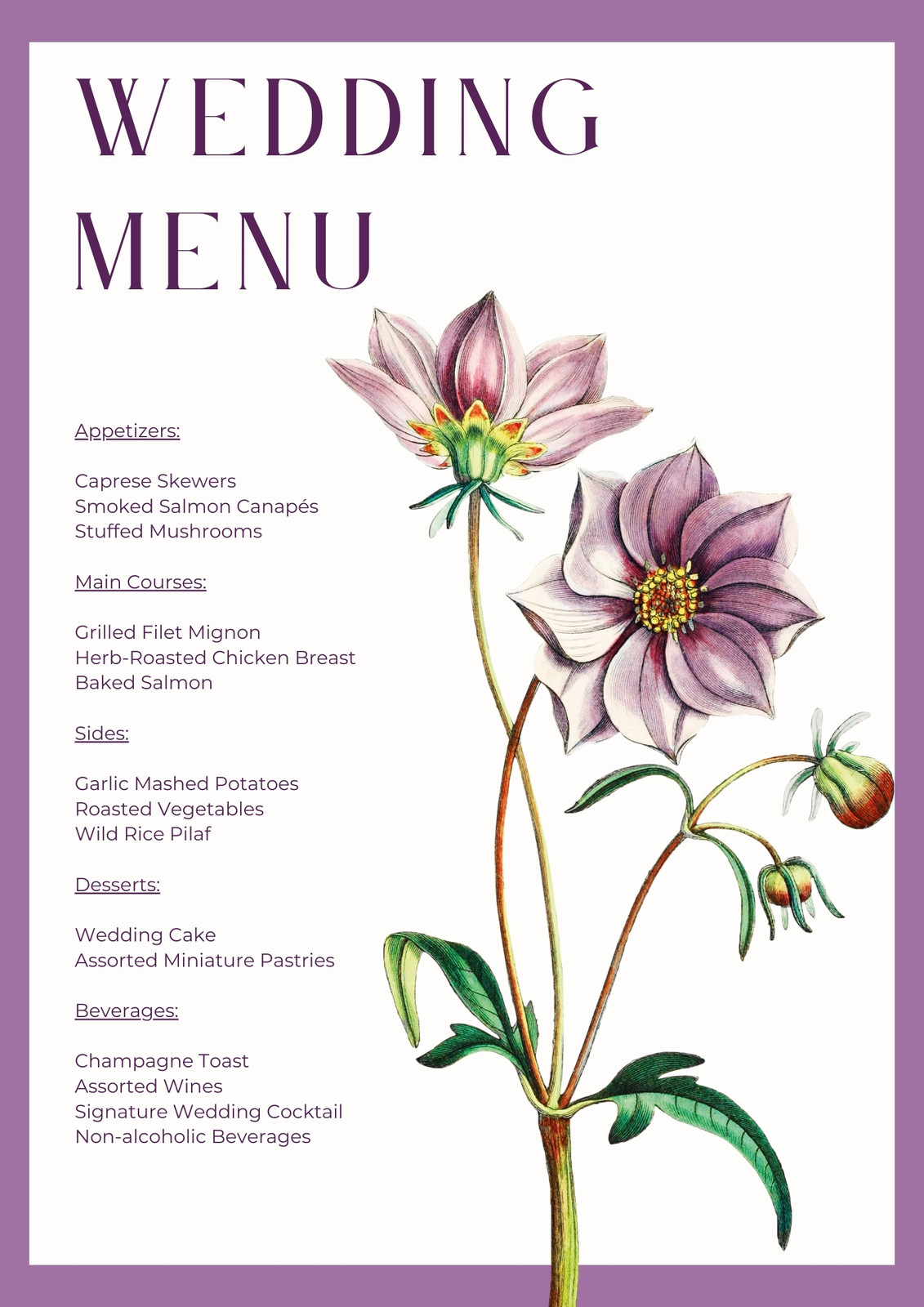 Wedding Menu