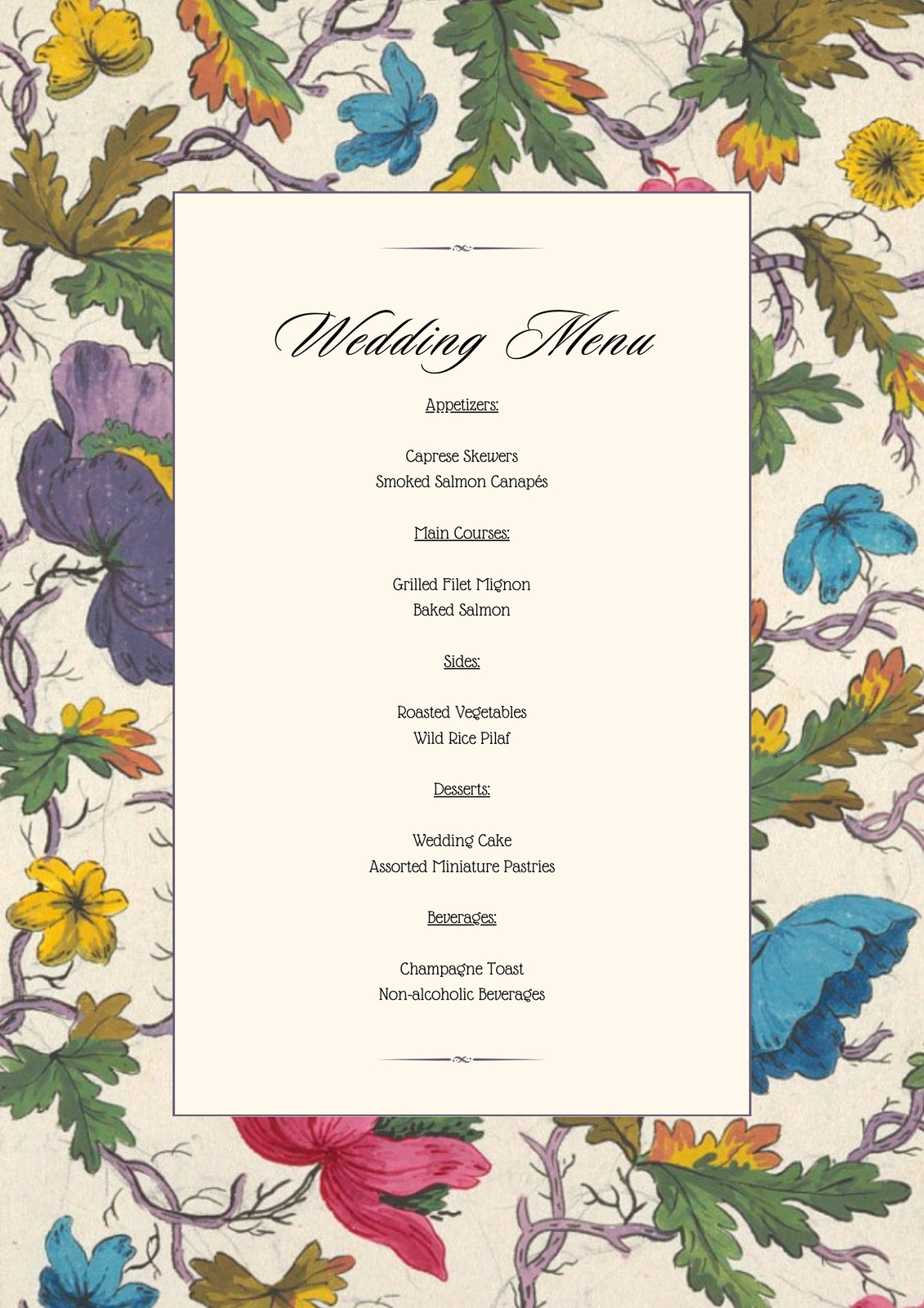 Wedding Menu