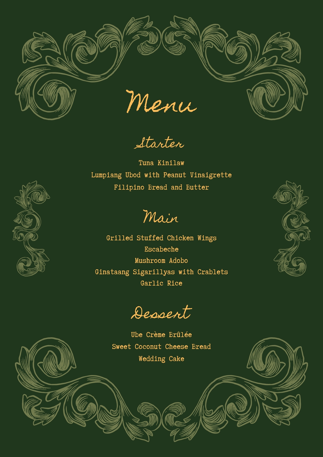 Wedding Menu