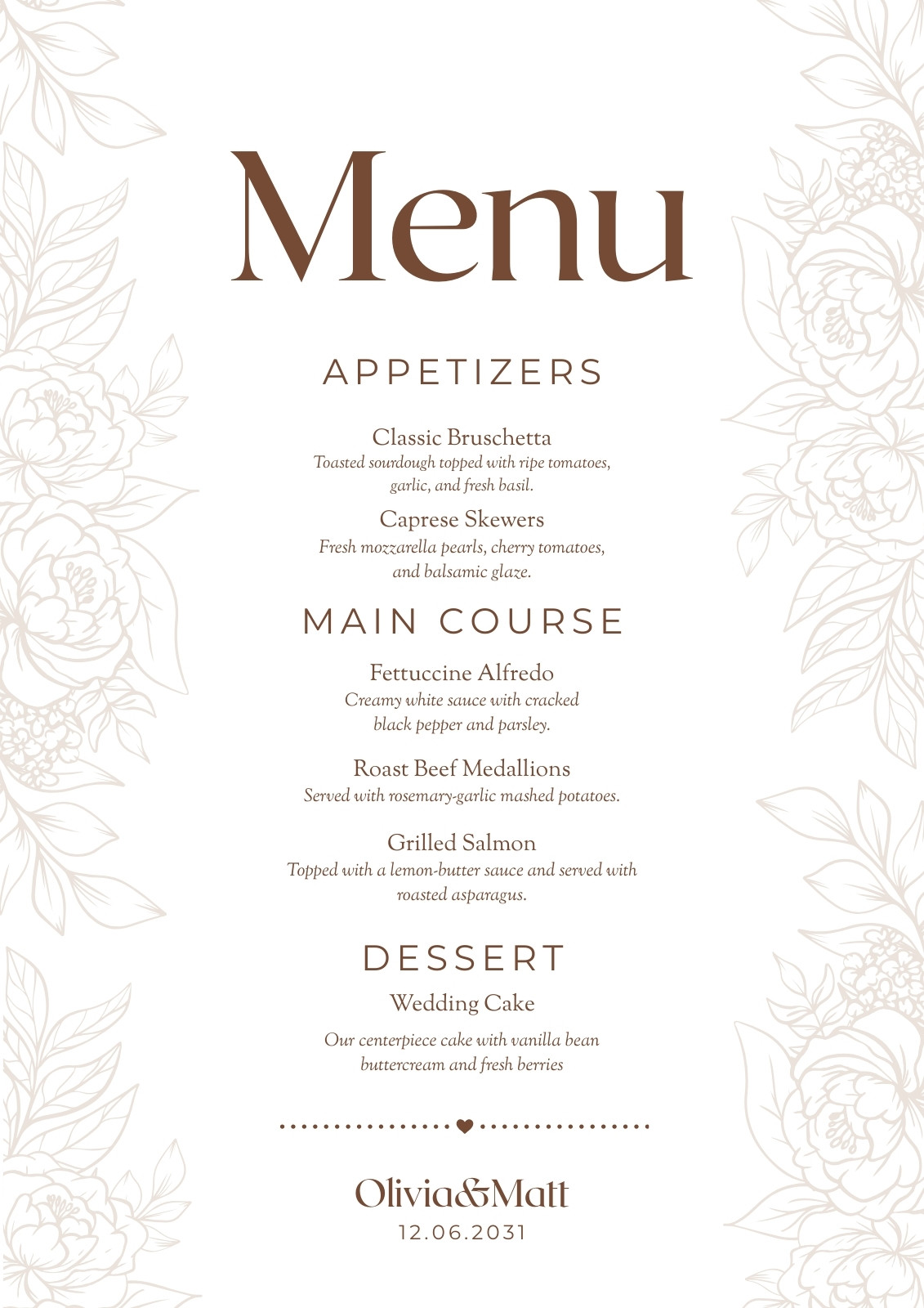 Wedding Menu