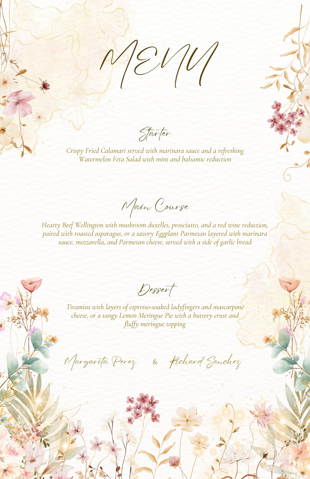 Wedding Menu