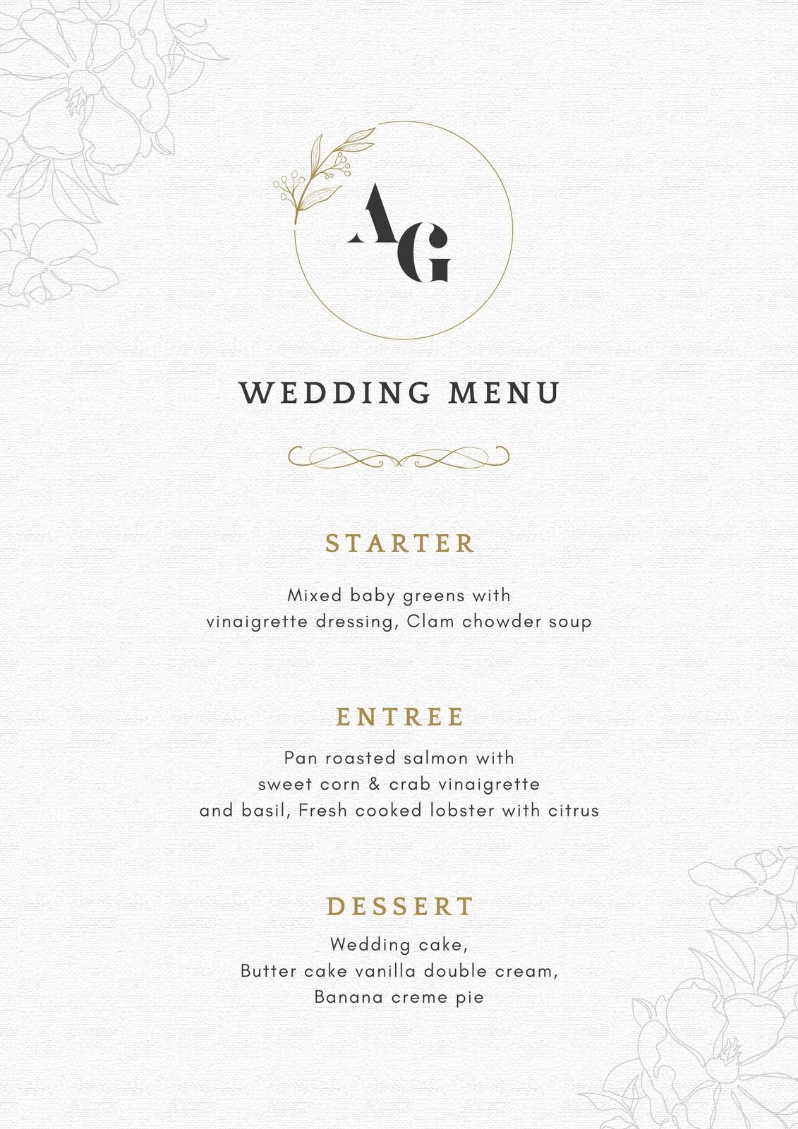 Wedding Menu