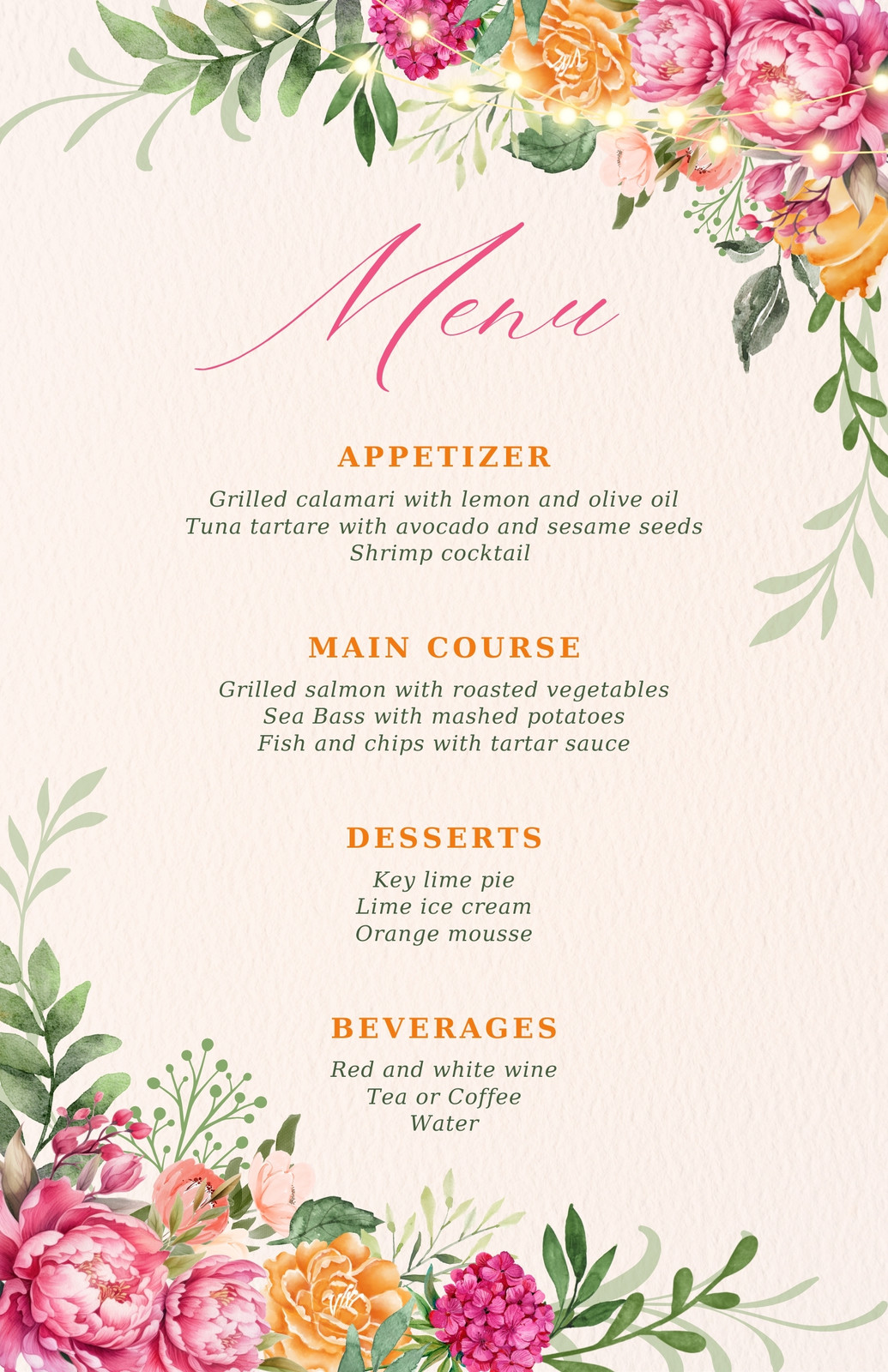 Wedding Menu