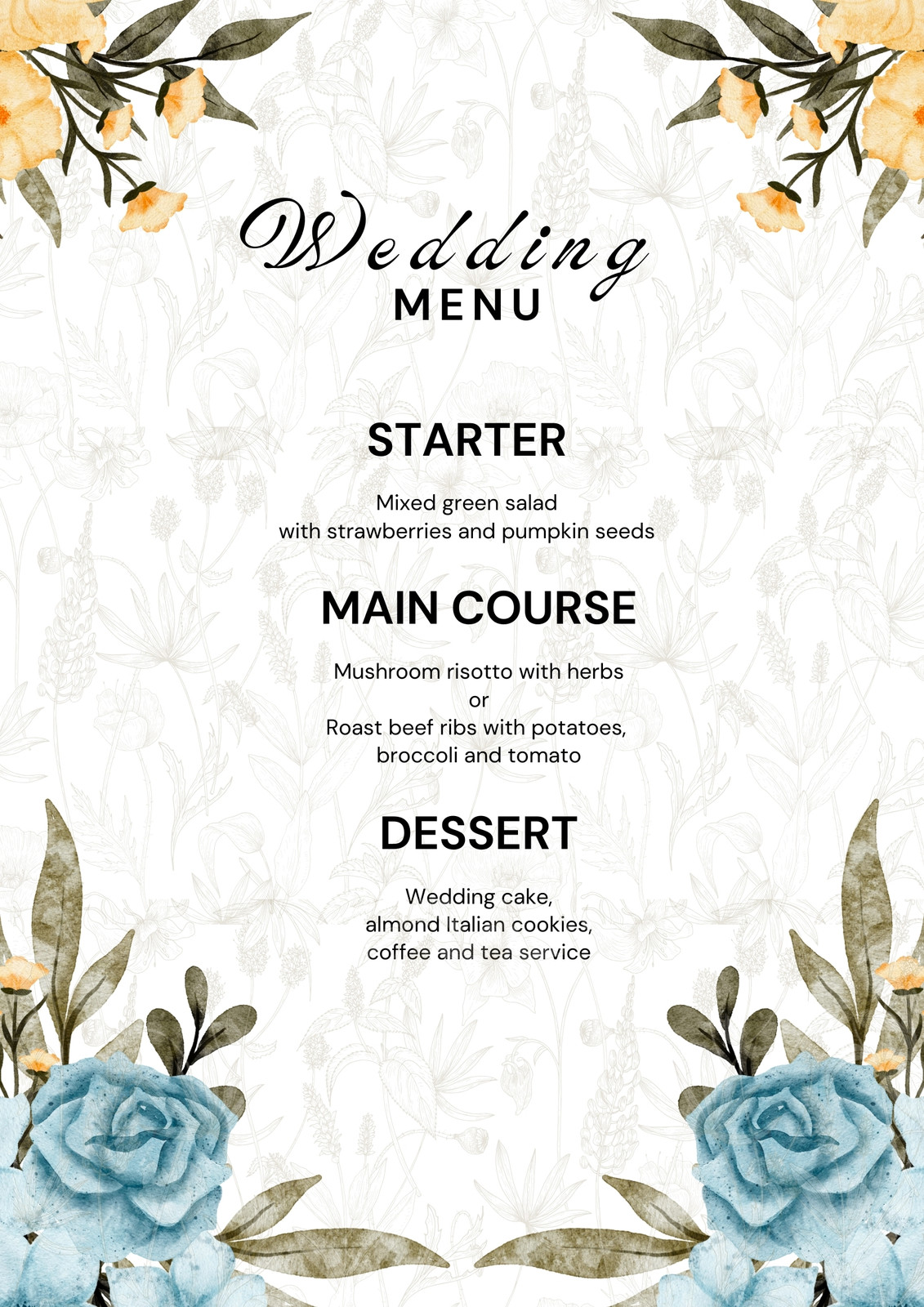Wedding Menu