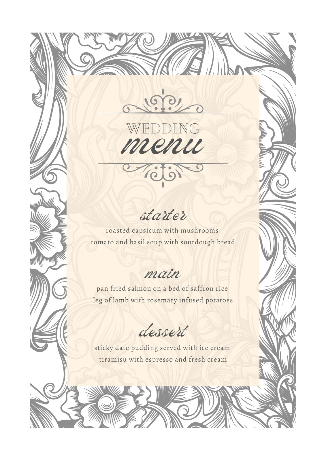 Wedding Menu