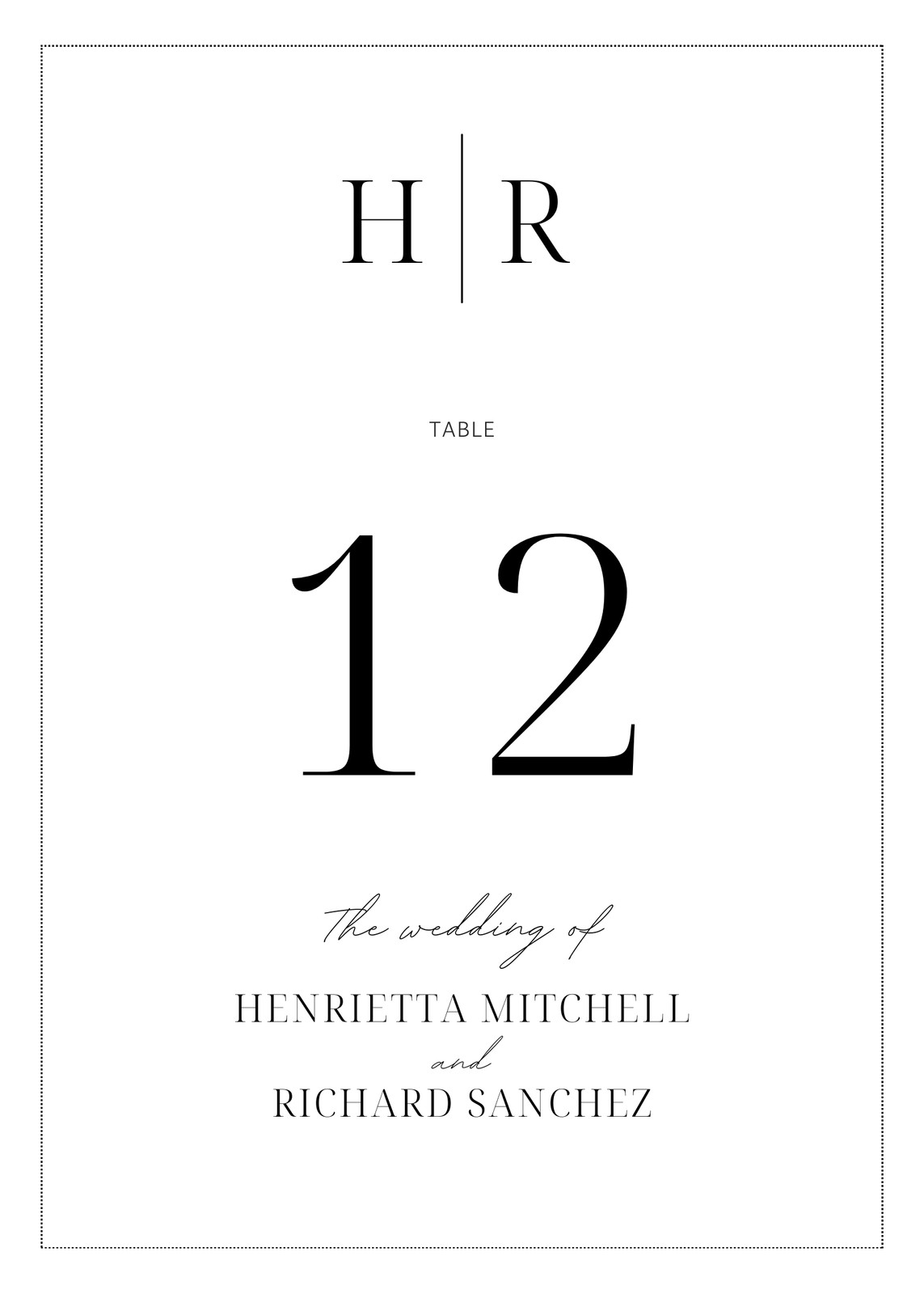 Wedding Table Numbers