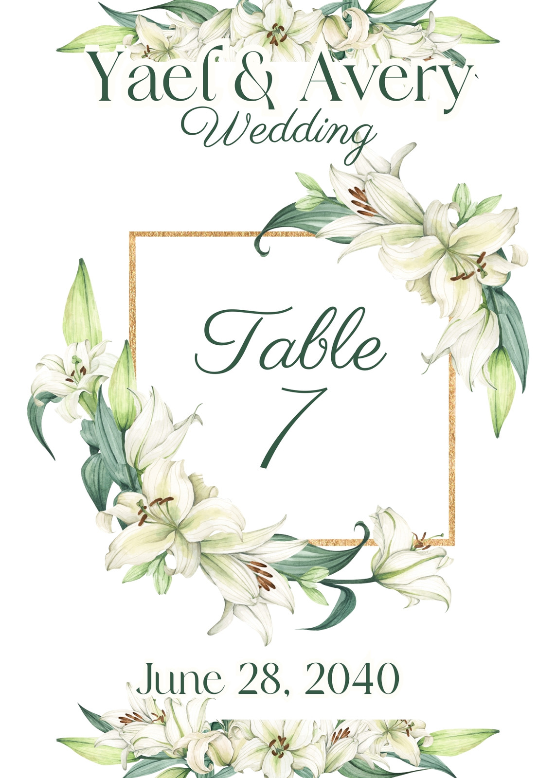 Wedding Table Numbers