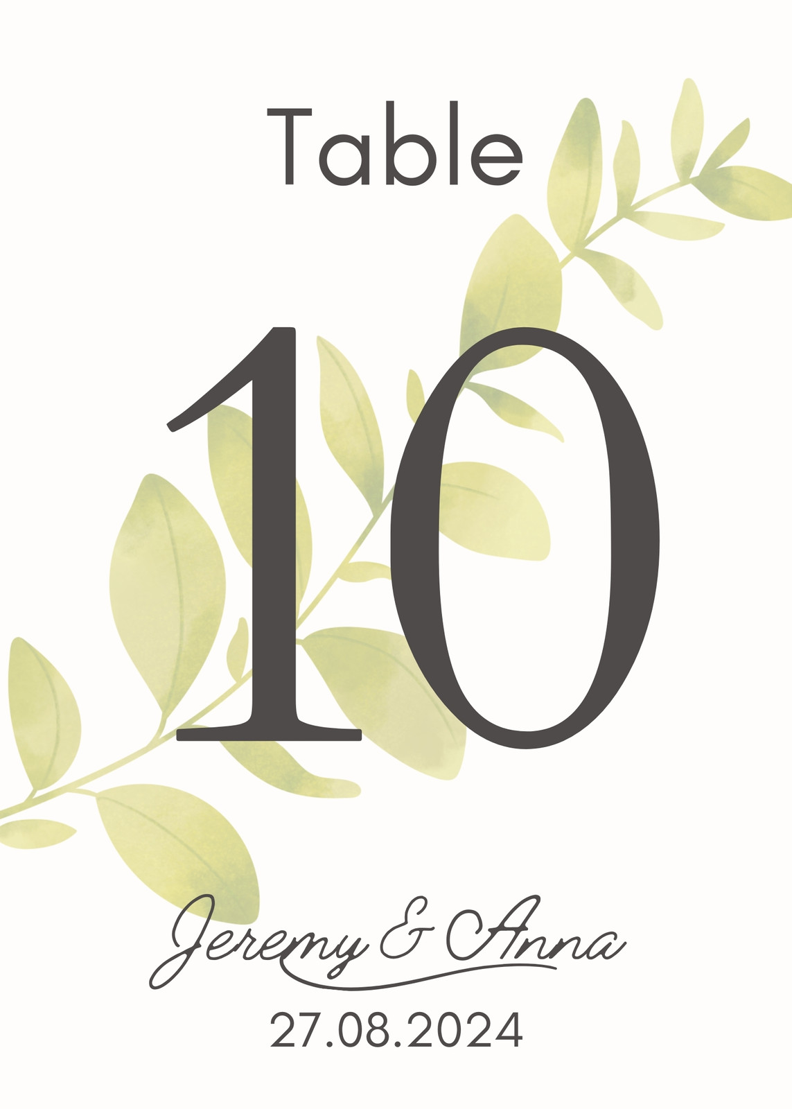 Wedding Table Numbers