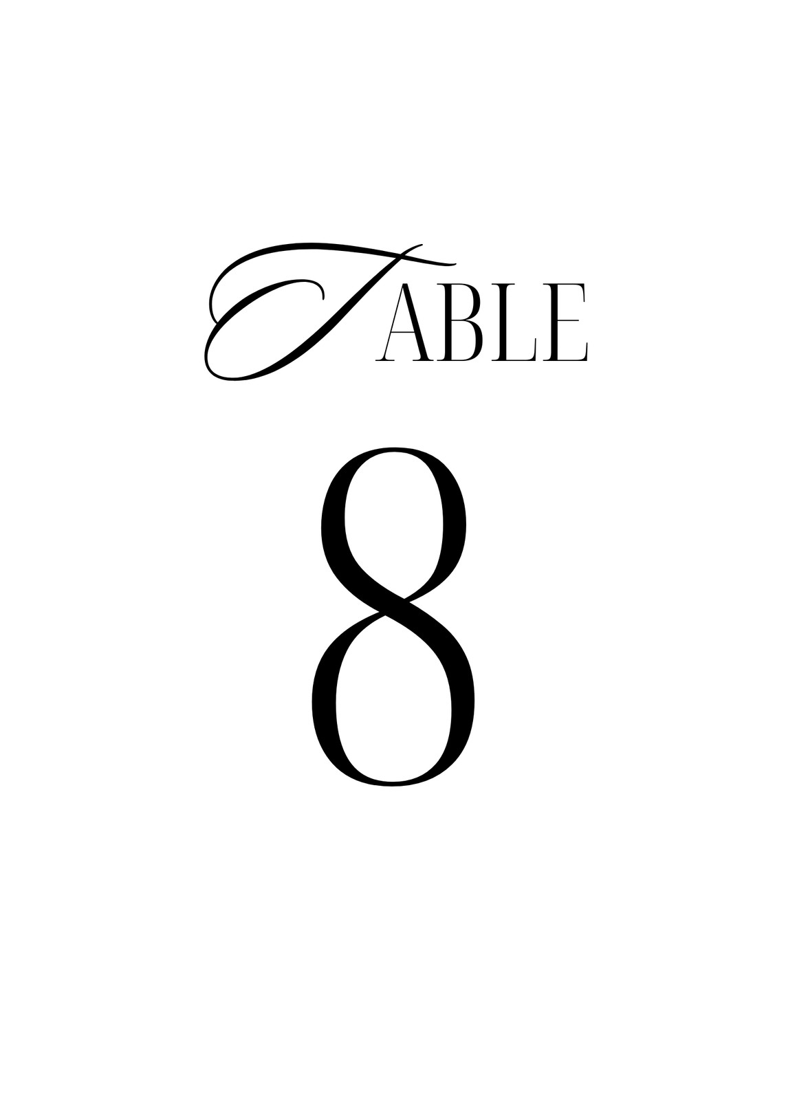 Wedding Table Numbers