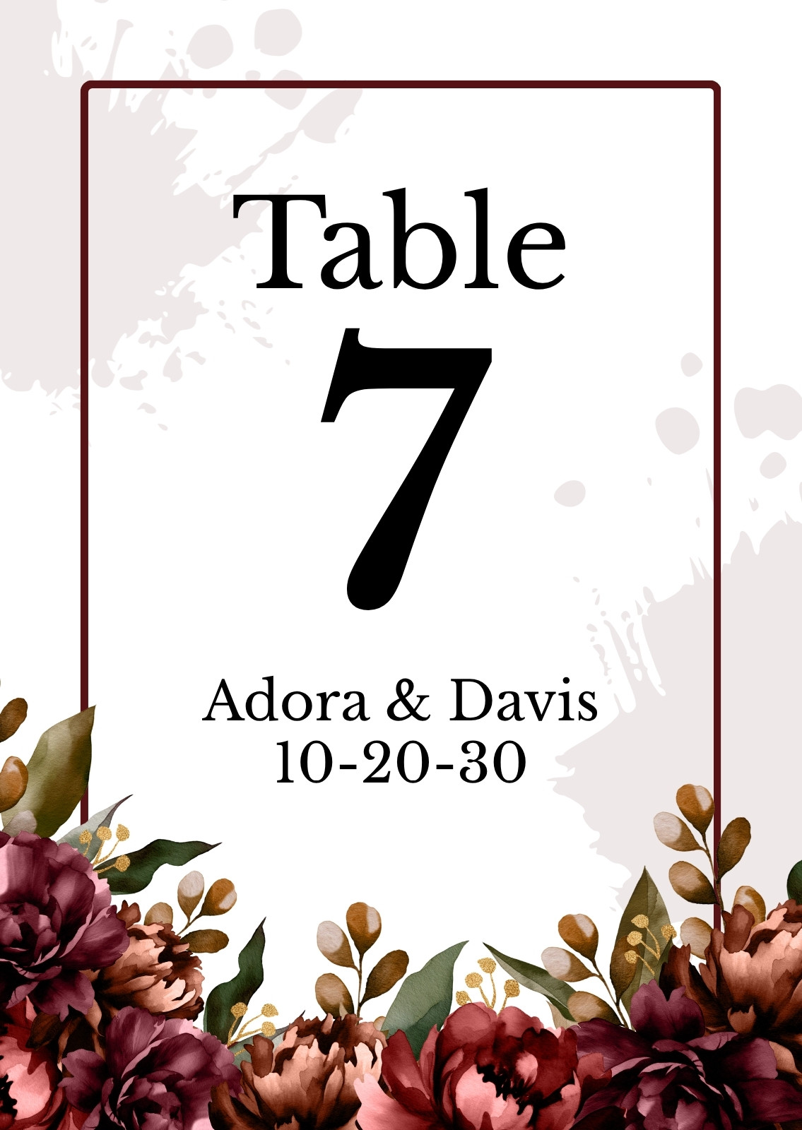 Wedding Table Numbers